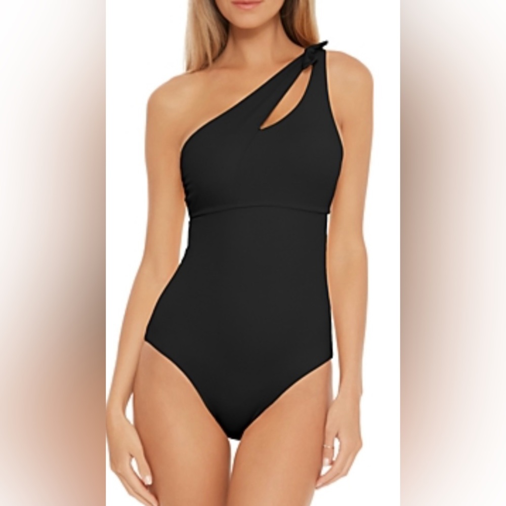 BECCA BLACK 1 SHOULDER TIE BACK 1 pc. Bathing suit Size SMALL 📍NEW W TAGS !!